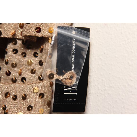 NEW INC Gold Sequin Ruffle Tank Top Size Medium - Picture 7 of 9